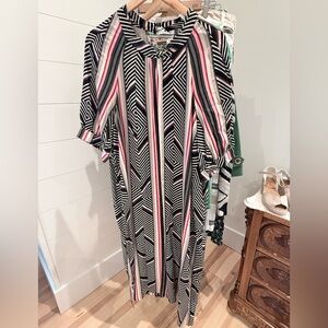 Anthropologie Black and White Geometric Half Sleeve Dress New